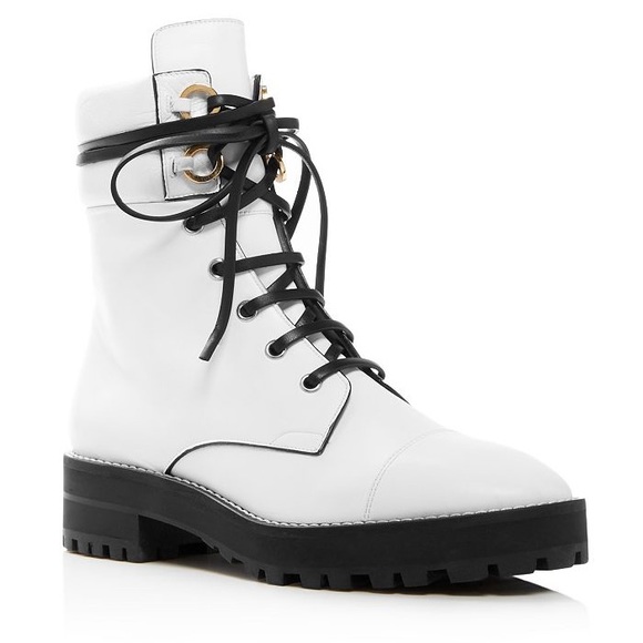 Stuart Weitzman White Lexy combat Boots size 8.5 great condition - Picture 2 of 7